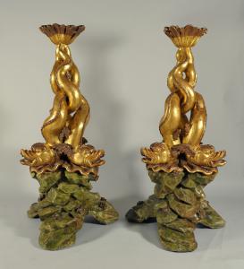 Filippo Parodi, Pair of carved and gilded wooden sculptures, Genoa 17th century