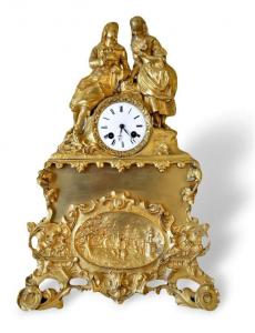 French gilded bronze mantel clock, circa 1840