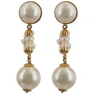 Earrings with pearls mounted in gold - G/152