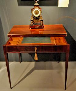 Also as a desk or console table. Germany or perhaps Vienna 1795 - 1810; circle of influence of David Roetgen. Very rare and admirable mechanical - transformable - game table.