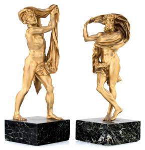 Zwei vergoldete Bronzeskulpturen, 19. Jahrhundert