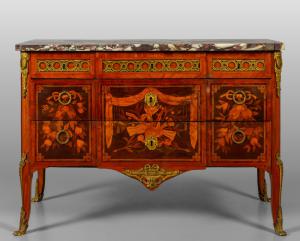 Louis XVIvarious woods finely inlaid chest of drawers, France second half of the 18th century