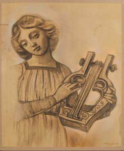 Eliodoro Coccoli (Brescia 1880 – 1974) Angelo che suona la cetra, 1923