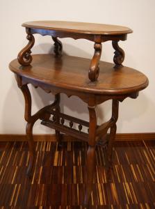 Antique French two-tier oak table from 1800s France