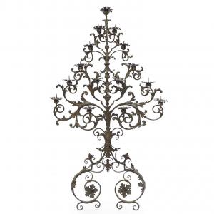 18th Century Italian Wrough Iron Sconce Monumental Fifteen-armed Candelabra