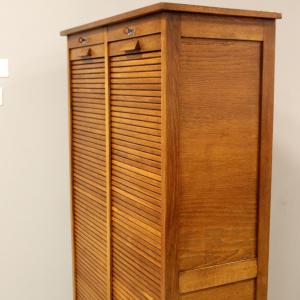 Antico classificatore archivio schedario serranda in rovere - Foto 7