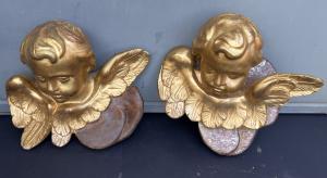 rara coppia di cherubini dorati