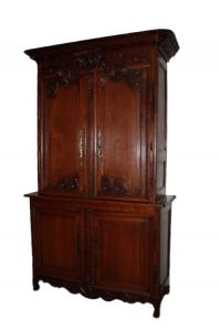 Credenza doppio corpo francese Normandia francese di fine 1700