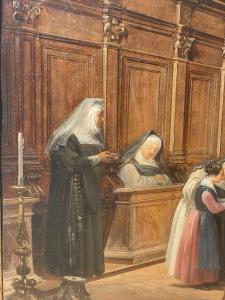 Federico Moja (Milano 1802 - Dolo 1885) - Lição de música na igreja. - Foto 9