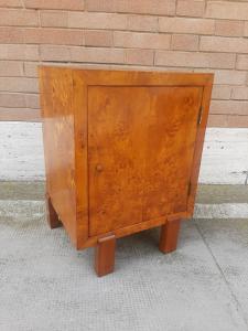 ART DECO POPLAR BURL BEDSIDE TABLE READY FOR USE