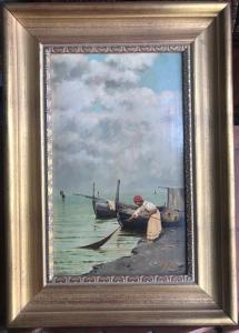  MARINA - VITTORIO CAPESSIERO (1836-1891) OLIO SU TAVOLA 