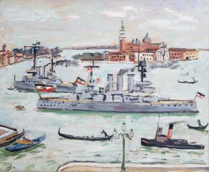Alberto Salietti, Öl auf Tafel, „Venedig“, signiert, 1932