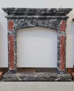 Deco fireplace in gray marble
