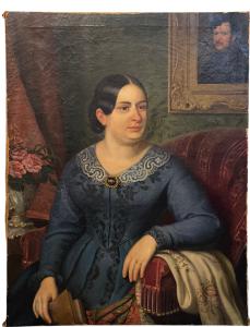 DIPINTO OLIO SU TELA,   NOBILDONNA   BIEDERMAIER 