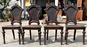 Four walnut chairs