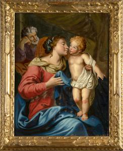 Sacra Famiglia, olio su vetro, scuola veneta secolo XVIII