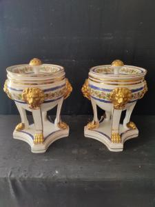 Bellissima coppia di gelaterie in ceramica di Bassano - H 30 cm