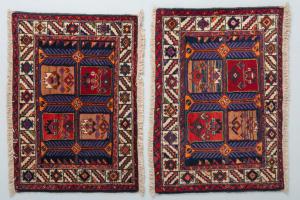 Pair of AFSHAR bedside rugs, Shah Pahlavi period - nr. 594-595.