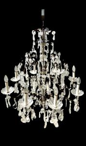 Pair of cut crystal chandeliers.