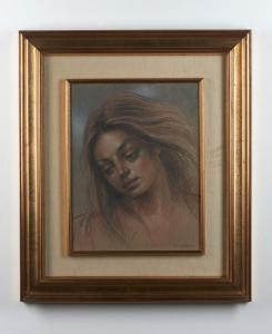 Dino Decca (Pralboino 1935 – Brescia 2005) Portrait of a young woman, 1976 Pastel on paper mounted on board