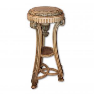 Trespolo antico laccato con piano in marmo verde Francia periodo Napoleone III.