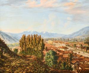 "Paesaggio" - Öl auf Karton von Giovan Battista Molinelli