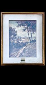 Dipinto olio su faesite raffigurante paesaggio boschivo.Firmato Sara Pellicciari Bettini.