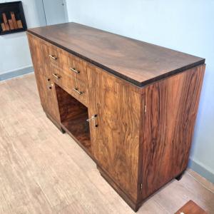 Piccola credenza art deco in noce bionda fiammata originale anno 1930-40 - Foto 6