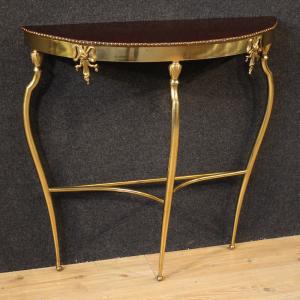 Console italiana in ottone dorato del XX secolo