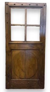 PTI768 - Porta antiga de vidro, em nogueira, época de 1800, vão livre cm L 83 x A 186