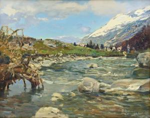 "Bardonecchia" Olio su compensato di Ottorino Campagnari, "Bardonecchia" Oil on plywood by Ottorino Campagnari