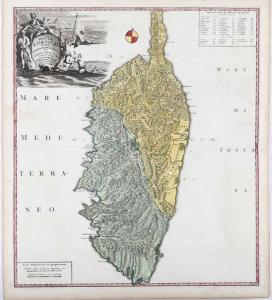 Geographic map of Corsica Nuremberg Heirs Homann 1735