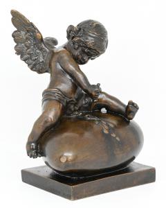  Antonio Pandiani - Putto su Cuore Trafitto - Italia Fine XIX Secolo 