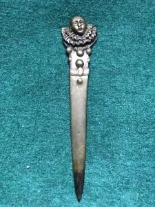 Bronze paper knife depicting Pierrot. France.