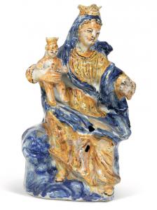 Madona em faiança azul e dourada