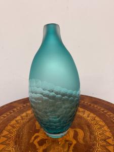 Vaso Rosenthal in vetro verde/azzurro sfaccettato, anni'70, 36x18cm