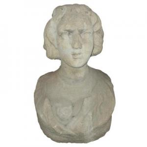 Skulptur aus Sandstein, die die Büste von Constanza Bonarelli darstellt