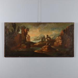 Dipinto Paesaggio con Figure