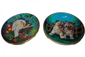Pair of French Ceramic Longwy Plates | Decorated with Animals | Early 1900s