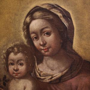 Antico dipinto italiano Madonna con bambino del XVII secolo - Foto 6