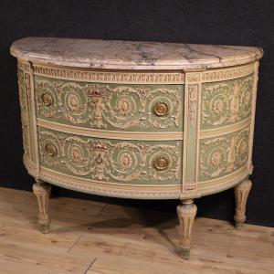Italian half-moon commode in the Bonzanigo style, Louis XVI, 20th century