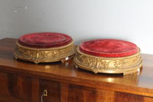 Antica coppia di basi dorate foglia oro  per sculture o vasi .Epoca Luigi Filippo XIX SEC 