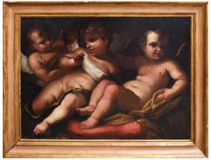 Genoese School, Painting from the circle of Domenico Piola with Musical Putti