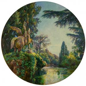 PIO BOTTONI - Blick auf die Villa d'Este in Tivoli mit geflügeltem Pferd