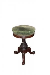 Pouf Girevole Sgabello da Pianoforte Vittoriano del 1800