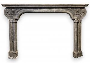 CHM513 - Fireplace in gray Bardiglio marble, 18th century, dimensions cm L 190 x H 122 x D 34