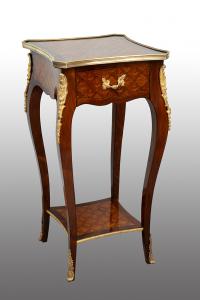 Antique Napoleon III table in precious exotic woods. France 19th century.