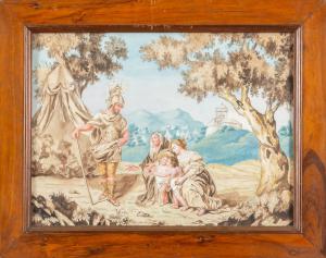 Giovanni David, Scena classica, tempera su carta con cornice lignea e vetro coevo, secolo XVIII