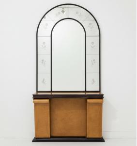 Consolle con Specchiera, Art Deco', Anni '40 Console Table with Mirror, Art Deco, 1940s