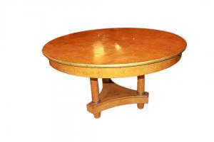 Late 1800s Northern European Biedermeier style elm wood and burr elm table.